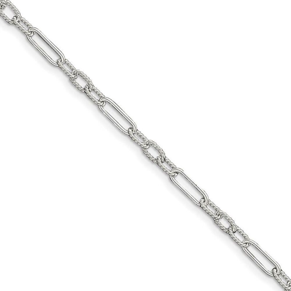 Sterling Silver 4mm, Open Fancy Link Anklet, 10 Inch
